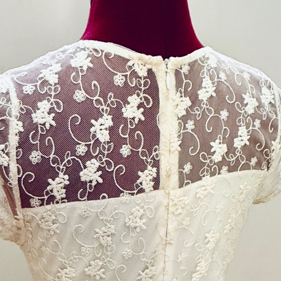 Free People Ivory Lace Mini Dress, sz L - Picture 5 of 7